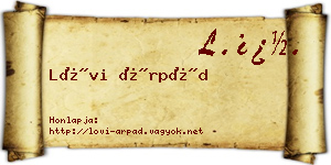 Lövi Árpád névjegykártya